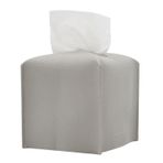 Joyzzz Modern PU Deri Peçete Kutusu Kapağı, Banyo, Basit Düz Renk Tutucu Kare Peçete Çantası, Ofis, Araba, Açık Çadır, Yemek Masası için İdeal, 13 x 13 x 13 cm, Gümüş