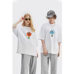 Joza Outdoors Unisex Kadın Erkek Gumball Darwin Baskılı Sevgili Çift Kombini Tasarım Oversize T-shirt 2'li Set