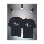 Jozia Sevgili Kombini Pamuklu Oversize King-Queen Baskılı T-shirt (2'li)