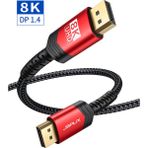 Jsaux 8k UHD Displayport Oyuncu Kablosu Dp Kablosu 8K@60Hz 2K@240Hz 4K@144Hz 32.4gbps Ekran Bağlantısı Kablosu 1.4 Dp - Dp Kablosu Oyun Için Uyumlu Dizüstü Tv Pc Bilgisayar Monitörü Uyumlu CV0001 - Kırmızı - 2 m