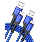 JSAUX Mikro USB Kablosu Android Şarj Cihazı, (2'li Paket 6,6 FT+10 FT) Mikro USB Android Şarj Kablosu Naylon Örgülü Kablo Galaxy S7 S6 J7 Edge Note 5, Kindle ile Uyumlu, MP3 ve Daha Fazlası-Mavi
