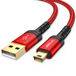 JSAUX Mini USB kablosu [2 adet 1 m + 2 m] USB A - USB 2.0 Mini B şarj kablosu, PS3 Controller, Dash Cam, Garmin GPS navigasyon, Blue Yeti, Ti-84 Plus CE MP3 çalar, Tiptoi, Canon (kırmızı) ile uyumlu