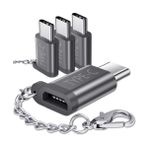 JSAUX USB C Adaptöründen Mikro USB'ye, [4 Paket] Anahtarlıklı USB Type C Dönüştürücü 56K Direnç Samsung Galaxy S10 S9 S8 Plus/Note 10 9 8/A3 A5, Huawei P9/P10, Xperia XZ, LG G5 G6 ile Uyumlu- (Gri)