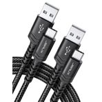 JSAUX USB C Kablosu [2 Adet 2M ] Naylon Tip C Şarj Kablosu Samsung Galaxy S10 S9 S8 Plus, Note 10 9 8,A3 A5 2017,LG G5 G6 V20,HTC 10 U11,Sony Xperia XZ Xa1, Huawei P30 P20 Mate 20 Lite P10 P10 P10 P10 P10 P10 P10 için 9 (Siyah)