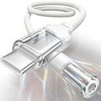 JSAUX USB C kulaklık adaptörü Aux, USB C 3.5 jak adaptörü, iPhone 15 Pro Max/15 Pro/15, Samsung S24/S24+/S24 Ultra/S23/S22/S21/S20, Huawei P40/P30 Pro, Mate 40/30, Pixel 4/3 şeffaf