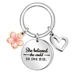 Jstud İlham Verici Doğum Günü Hediyeleri Anahtarlık Teşvik Kişiselleştirilmiş Anahtarlık Anne Baba, She Believed She Could So She Did, 25mm