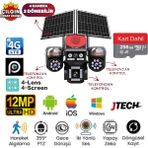 Jtech AV-S446 3mp+3mp+3mp+3mp 12MP Aov E-Sim 4g Solar 4 Kameralı 3 Ptz Akıllı Kamera - 256gb SD Kart Dahil