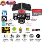 Jtech AV-S446 3mp+3mp+3mp+3mp 12MP Aov E-Sim 4g Solar 4 Kameralı 3 Ptz Akıllı Kamera - 64gb SD Kart Dahil