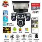 Jtech O-Kam OK-334 Premium 4g 12MP 4g Sim Kartlı Solar Panelli 4 Lens 1 Ptz Kumandalı Akıllı Kamera - 128gb SD Kart