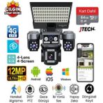Jtech O-Kam OK-334 Premium 4g 12MP 4g Sim Kartlı Solar Panelli 4 Lens 1 Ptz Kumandalı Akıllı Kamera - 64gb SD Kart