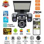 Jtech O-Kam OK-334 Premium 4g 12MP 4g Sim Kartlı Solar Panelli 4 Lens 1 Ptz Kumandalı Akıllı Kamera - SD Kart Yok