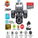 Jtech O-Kam OK-337 Premium 4g 12MP Sim Kartlı Solar Panelli Polis Çakarlı 4 Lens 1 Ptz Akıllı Kamera - 128gb SD Kart