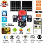 Jtech O-Kam OK-337 Premium 4g 12MP Sim Kartlı Solar Panelli Polis Çakarlı 4 Lens 1 Ptz Akıllı Kamera - SD Kart Yok