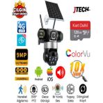 Jtech O-Kam Pro OK-302 AOV (3+3+3) 9mp 4g Sim Kartlı Solar Panelli 3 Lens 1 Ptz Akıllı Kamera - 128gb SD Kart