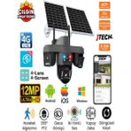 Jtech O-Kam Pro OK-335 Premium 4g 12MP Sim Kartlı Solar Panelli Polis Çakarlı 4 Lens 1 Ptz Akıllı Kamera - SD Kart Yok