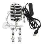 JTLB Mikrofon Gitar Robot Lamba, Vintage Alüminyum-Retro-Metal Gece Lambası, Yatak Odası, Çalışma Masası, Ev Dekorasyonu, Okumak, Çalışmak ve (Beyaz)