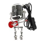 JTLB Mikrofon Gitar Robot Lamba, Vintage Alüminyum-Retro-Metal Gece Lambası, Yatak Odası, Çalışma Masası, Ev Dekorasyonu, Okumak, Çalışmak ve (Kırmızı)