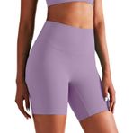 JTSONN Spor şortu, kadın dikişsiz bisikletçi pantolonu, yüksek yıkama yoga şortu, karın bölgesi, streç, spor salonu şortu, yazlık şortlar, kadınlar için kısa tayt, açık lila, M