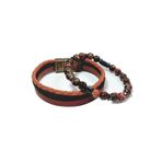 JTSS23KOB1302 JANTİ 2'Lİ KOMBİN BİLEKLİK JADE HEMATİT DOĞAL TAŞ ve DERİ KUTULU GARANTİLİ