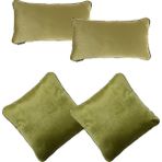 Ju Yaratıcı Tasarım Biyeli Kırlent Yastık Kılıfı 2 Adet 45X45 2 Adet 50X30 Haki - 44 x 44 cm