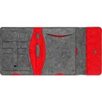 Ju Yaratıcı Tasarım Keçe Tablet Çantası Organizer Apple Samsung Hometech Asus Casper Lenovo Tüm Markalara Uyumlu - Antrasit - Kırmızı