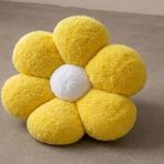Ju Yaratıcı Tasarım Soft Pelüş Papatya Dekoratif Yastık Bahar Şıklığında Kırlent ve Minder Beyaz 45x45 Çapında - 55 x 55 cm