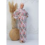 Jud Fashion Pileli Etek Detaylı Çiçekli Elbise - 48 - Mercan - Pembe - Mavi
