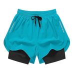 Jueshanzj Erkek Basketbol Koşu Spor Şortları Fitness Yüzme Sandıkları, Göl Mavisi, XL