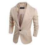 Jueshanzj Erkek Blazer Dar Kesim Tek Düğmeli Spor Montları, haki, XL