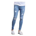 Jueshanzj Erkek Denim yırtık dar kesim kot pantolon, açık mavi, 29W/27L(Herstellgröß: S)