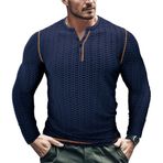 Jueshanzj Erkek Fitness Spor İnce Uzun Kollu Tişört Henley Gömlek Üstler, Tibet mavisi, M
