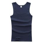 Jueshanzj Erkek Kare Yaka Atlet İnce Atlet Pamuklu Atlet, Tibet Mavisi * 3, XL