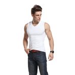 Jueshanzj Erkek Pamuk Tank Top Kas Tişörtü Spor Atlet Kolsuz Yelek, beyaz 2, XL