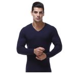 Jueshanzj Erkek pamuk uzun kollu termal atlet tişört, lacivert, 3XL