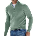 Jueshanzj Erkek uzun kollu V yaka yün polar fermuar gündelik üst polo gömlek sweatshirt, Açık Yeşil, 4XL