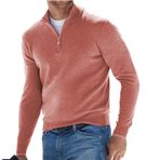 Jueshanzj Erkek uzun kollu V yaka yün polar fermuar gündelik üst polo gömlek sweatshirt, Pembe, 4XL