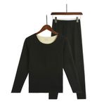 Jueshanzj Erkek ve Kadın Giysileri Kaşmir İpek Termal İç Giyim Erkek Kadife Sonbahar Pantolon Seti 2 Parça Set, B Siyah 4, 3XL