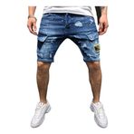 Jueshanzj Erkek Yırtık Kot Pantolon, Dar Erkek Pantolonu, koyu mavi, S