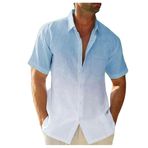 Jueshanzj Erkekler Hawaii Kısa Kollu Gömlek Baskılı Gömlek, mavi (Sky Blue), XL