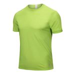 Jueshanzj Fitness kısa kollu erkek hızlı kuruyan kumaş nefes alabilen bol fitness ter emici koşu yarım kollu tişört, su yeşili, 3XL
