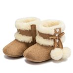 Jueshanzj Kar Botları Bebek Erkek Kar Botları Su Geçirmez Botlar Çocuk Bebek Kar Botları Polar Astarlı Wellies Çocuk Çizgili Wellies Çocuk Su Geçirmez Bot, kahverengi, 6 UK Child
