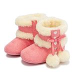 Jueshanzj Kar Botları Bebek Erkek Kar Botları Su Geçirmez Botlar Çocuk Bebek Kar Botları Polar Astarlı Wellies Çocuk Çizgili Wellies Çocuk Su Geçirmez Bot, pembe kırmızı, 7 UK Child