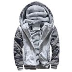 Jueshanzj Kış kamuflaj kazak erkek rahat spor hırka kazak ceket, Açık Gri, 4XL