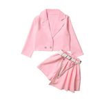 Jueshanzj Kız Çocuk Seti 2 Parça Parlak Mont, Pembe, S