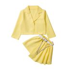 Jueshanzj Kız Çocuk Seti 2 Parça Parlak Mont, Yellow, 90