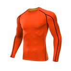 Jueshanzj Terleme ve nefes alabilen hızlı kuruyan kıyafetler Tişört yuvarlak yaka uzun kollu spor koşu fitness kıyafetleri erkek, Turuncu, 3XL
