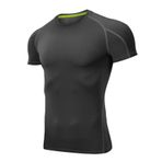 Jueshanzj Yaz fitness kısa kollu erkek hızlı kuruyan kumaş nefes alabilen fitness ter emici koşu yuvarlak yaka yarım kollu tişört, koyu gri, XXL