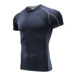 Jueshanzj Yaz fitness kısa kollu erkek hızlı kuruyan kumaş nefes alabilen fitness ter emici koşu yuvarlak yaka yarım kollu tişört, mavi (Royal Blau), XL