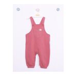 Julayla Cep Detaylı 3 İplik Bebek Salopeti Pembe 6-9 AY