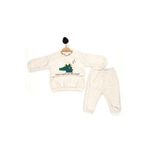 Julayla Erkek Bebek Timsah Desenli Eşofman Takım 3-6/6-9/9-12/18-24 Ay Bej 3-6 AY